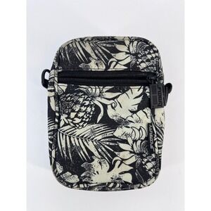 Fydelity Tropical Pineapple Print Small Crossbody Bag Pouch Black White No Strap